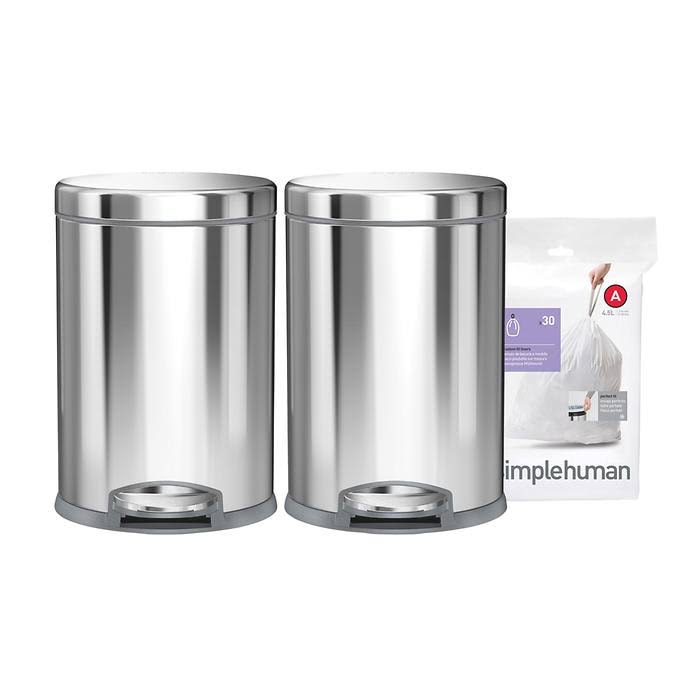 4.5L Round Step Can, 2-Pack, 30-Pack Liners B2765