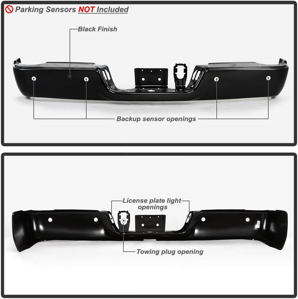 Black Powder Steel Rear Step Bumper Face Bar Assembly I829054