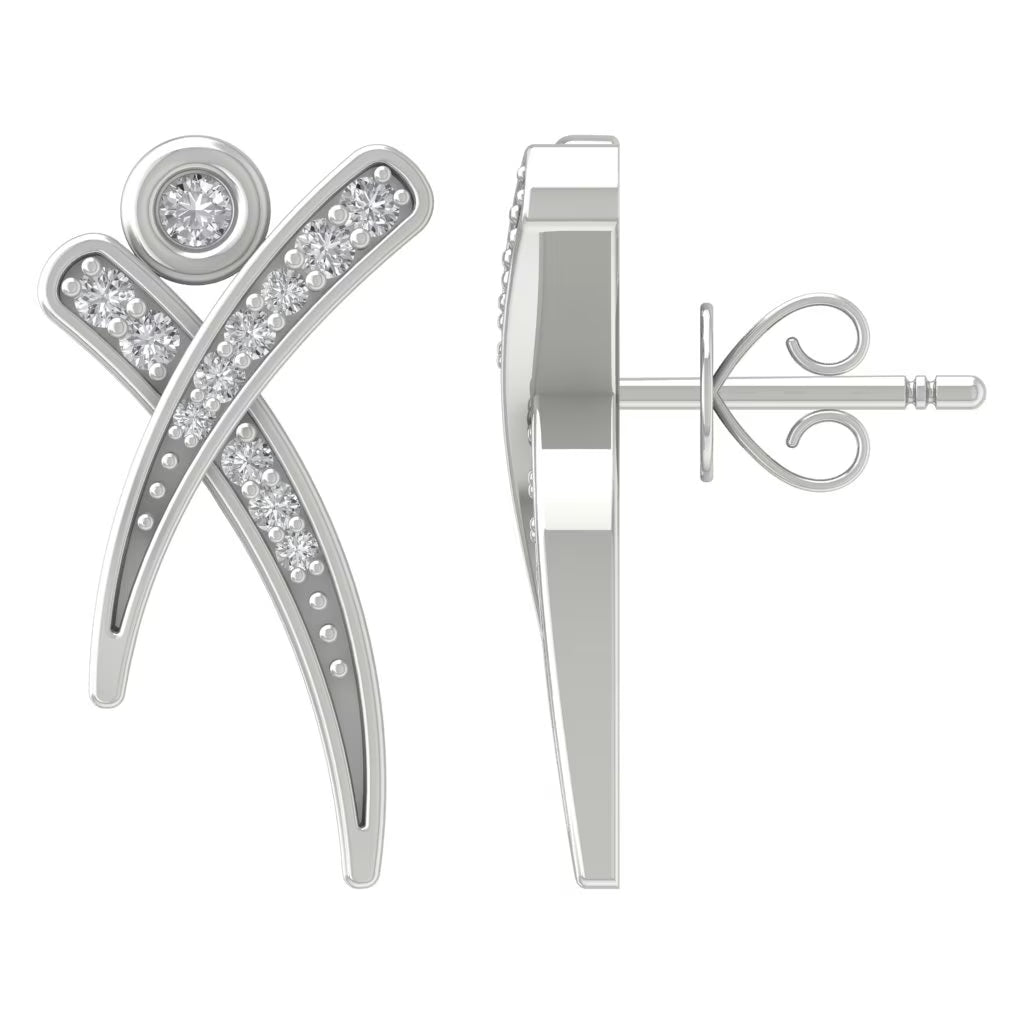10K White Gold Round Diamond Stud Earrings V5533