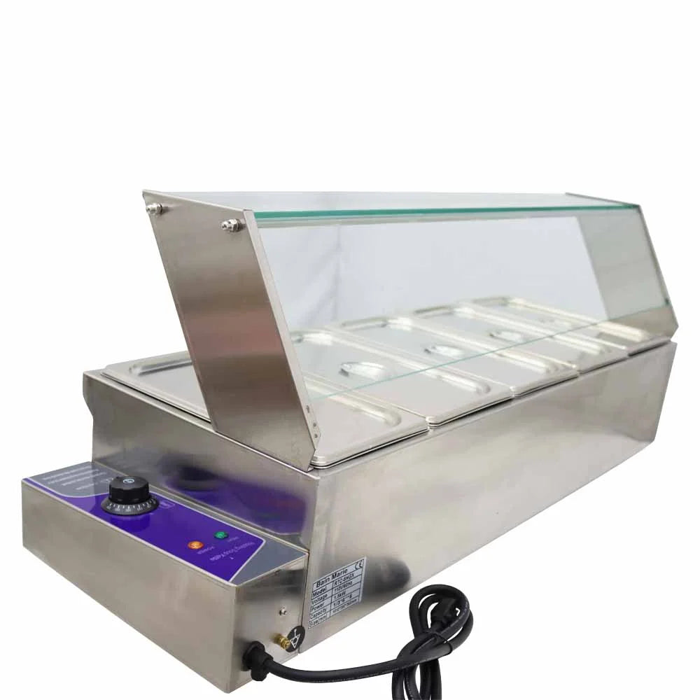 5-Pot Buffet Food Warmer with Glass Shield W67741