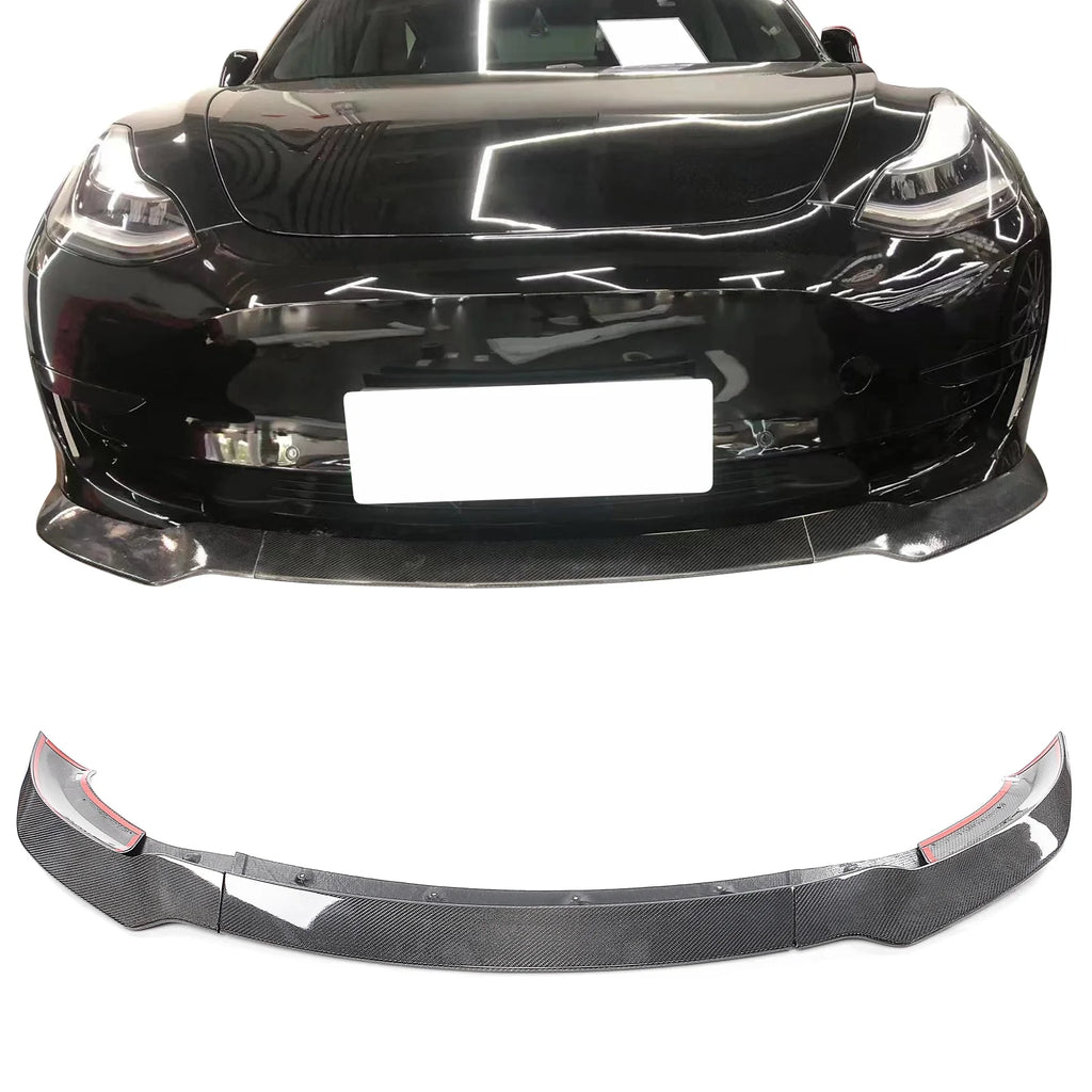 Gloss Black Real Carbon Fiber Front Lip Spoiler Splitter D289
