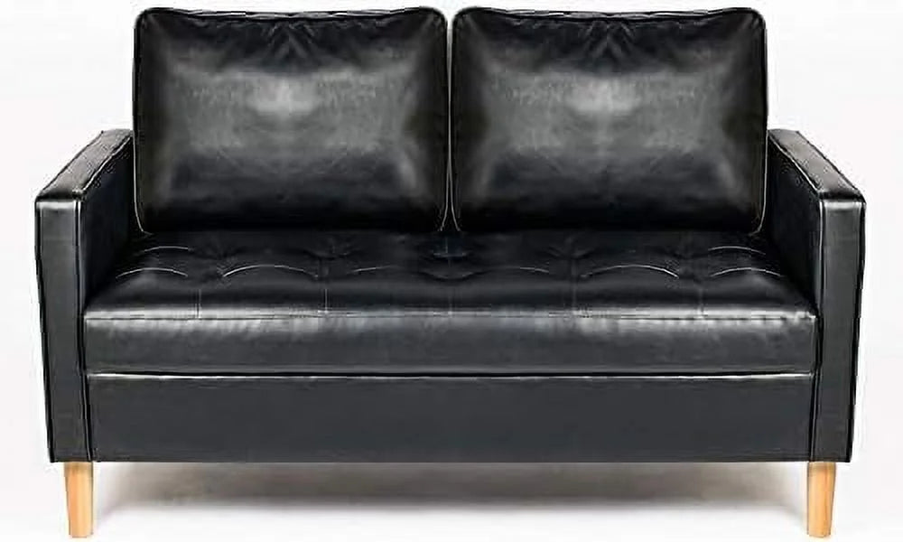 Black Faux Leather Accent Chair with Arms P622950