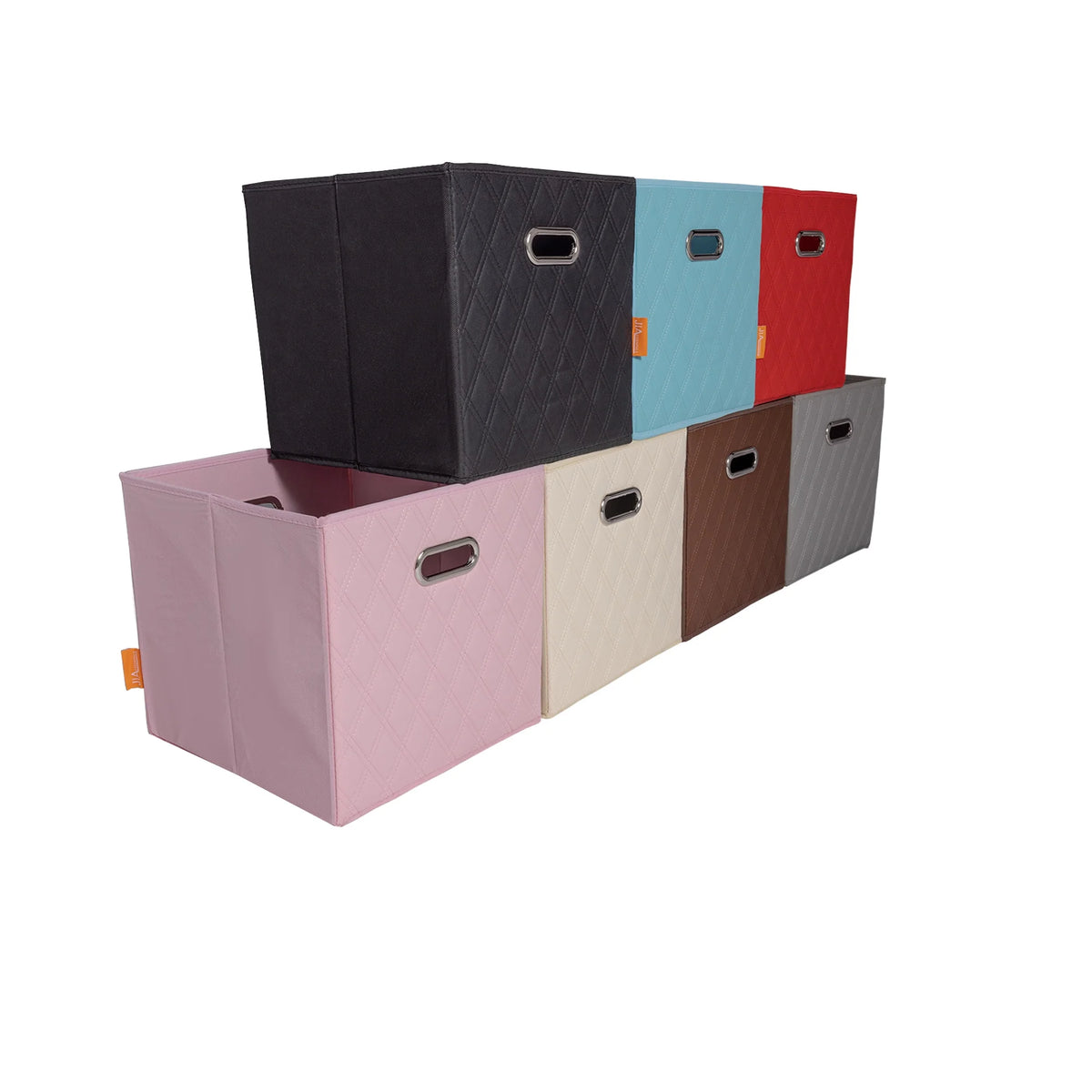 Gray Foldable Faux Leather Storage Cube Bins Set of Four R15252