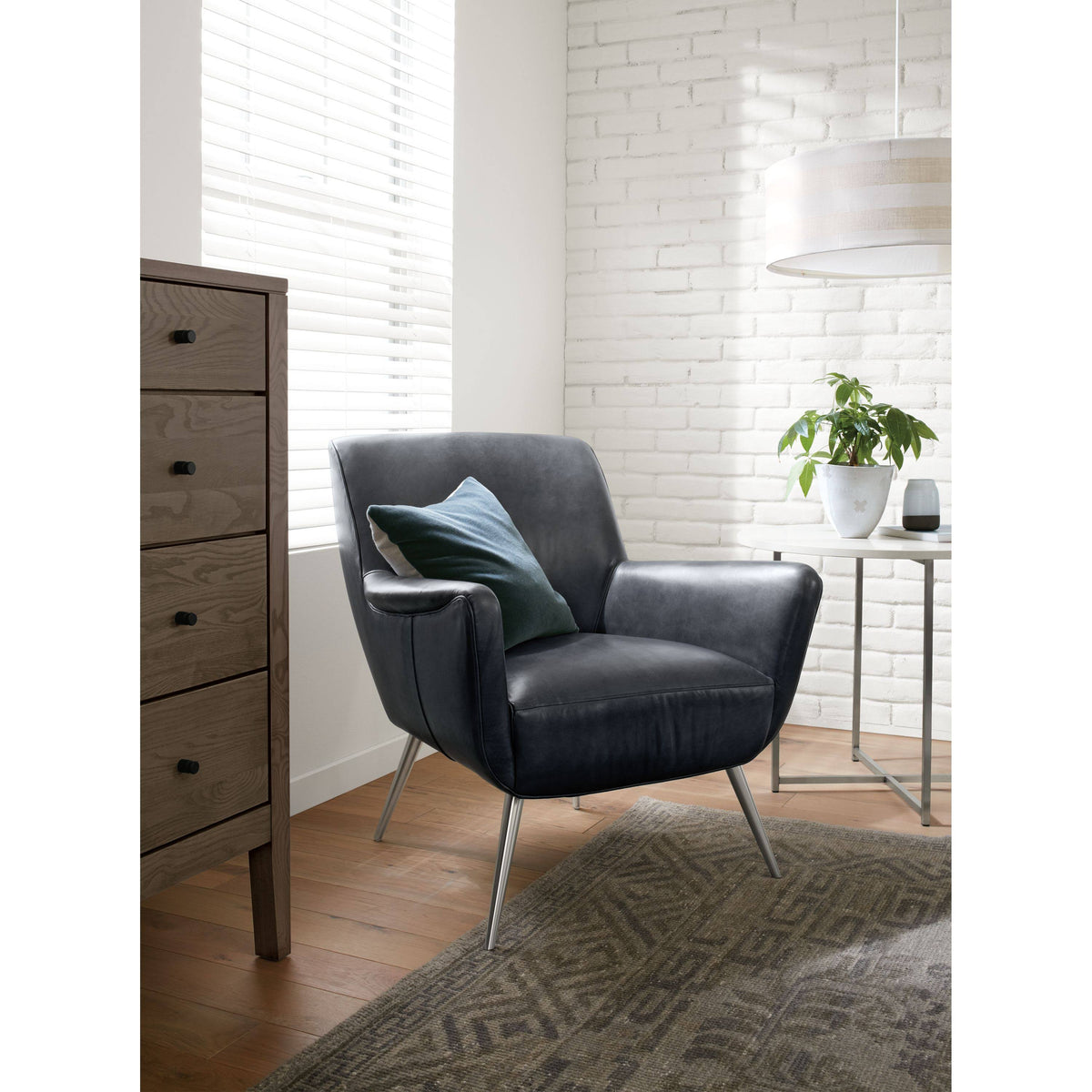Modern Classic Round End Table in Stainless Steel with Smoke Tempered Glass Top T760997