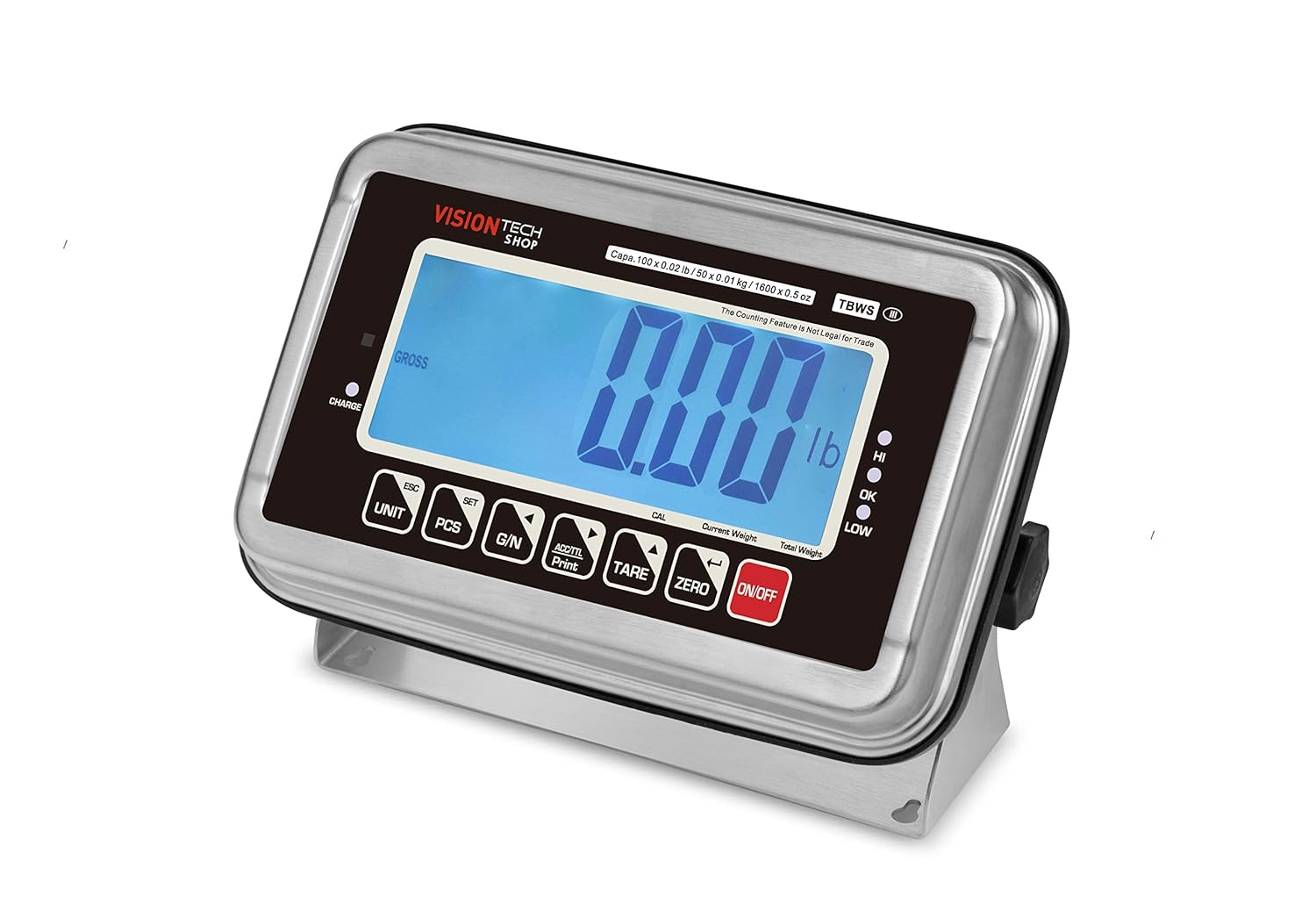 Washdown Stainless Steel Bench Scale, 500lb Capacity H411