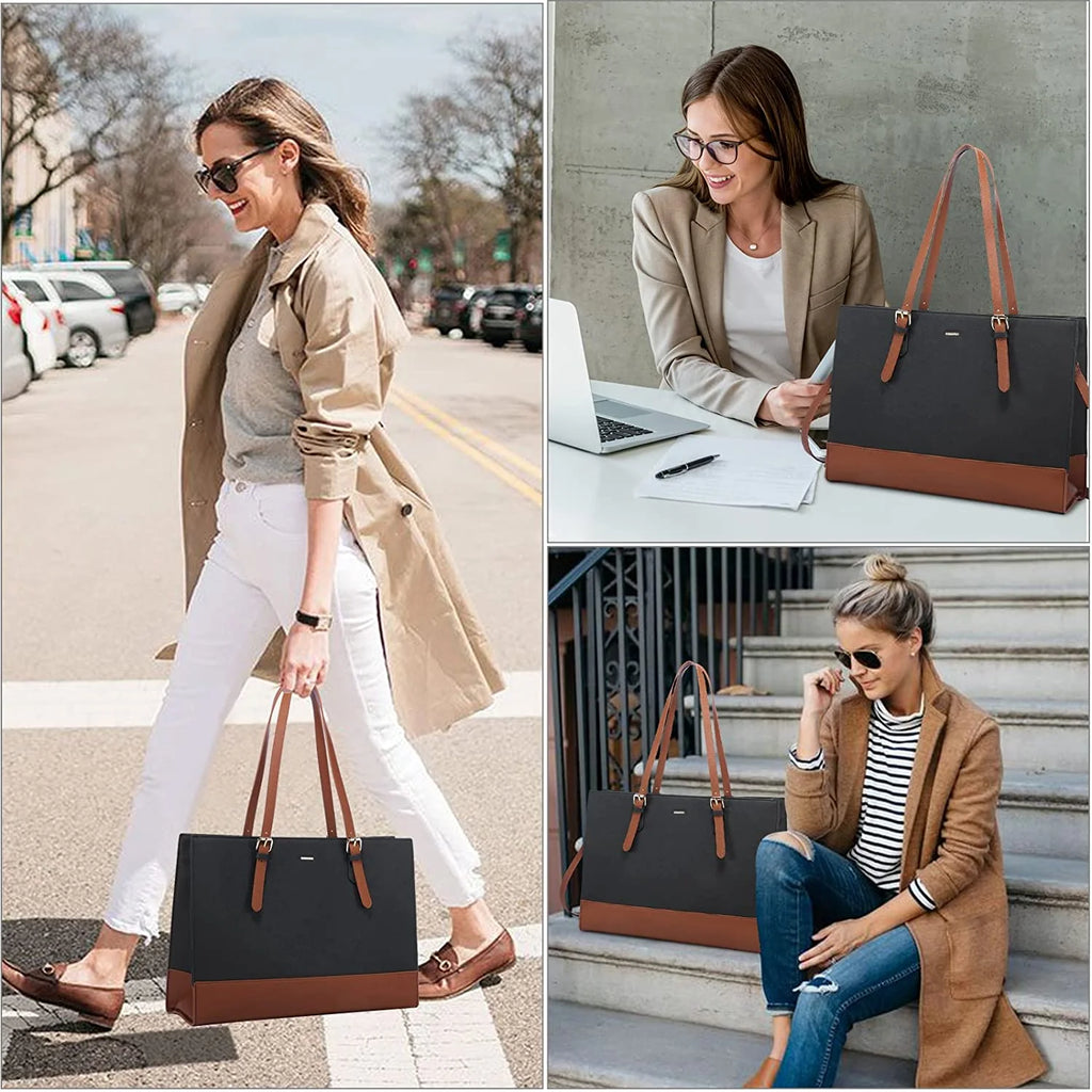 Leather Waterproof Laptop Tote Bag for 15.6 inch Computer K661735