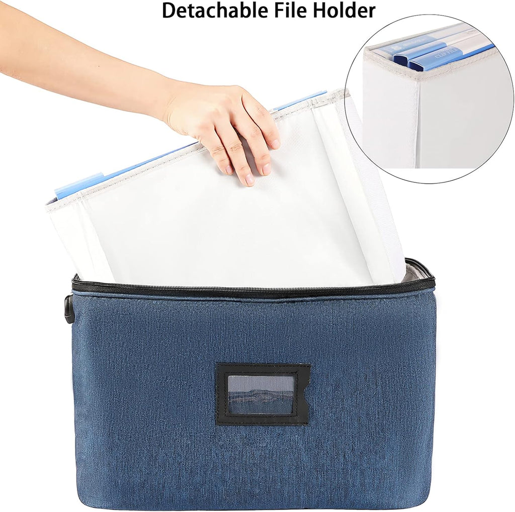 Blue Oxford Fabric Document Organizer Box with Lock Q989761