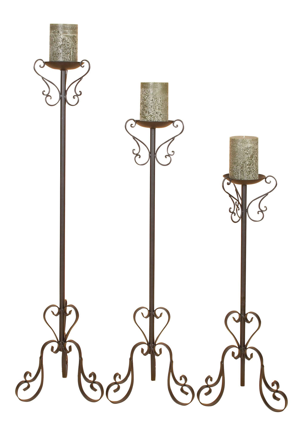 Metal 47-Inch, 39-Inch, 32-Inch Set of 3 Candle Holders C89378