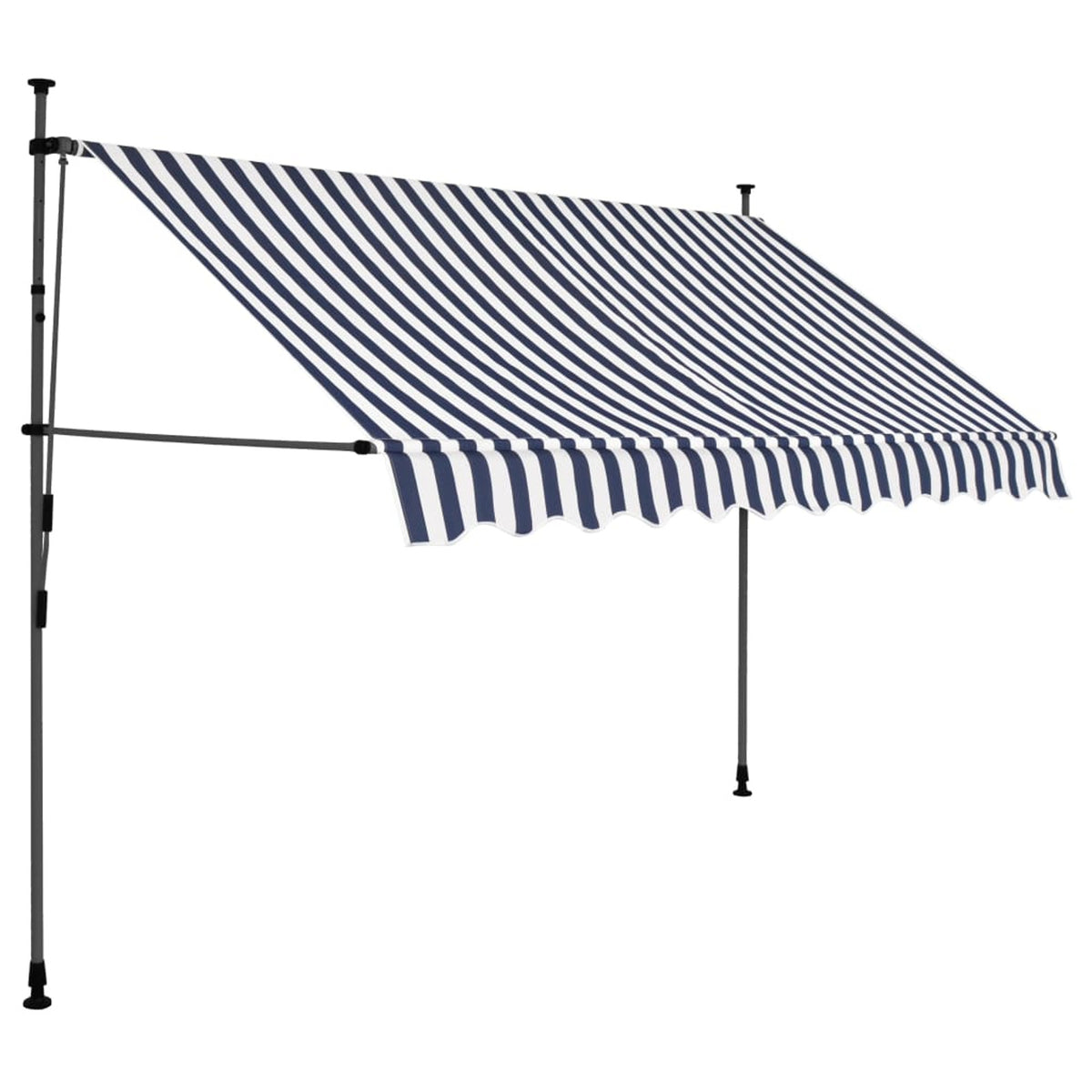 Blue and White Manual Retractable Awning C6041