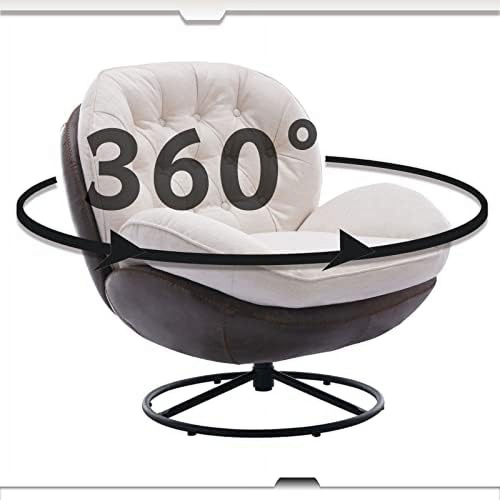 White Linen Swivel Chair with Ottoman R1193