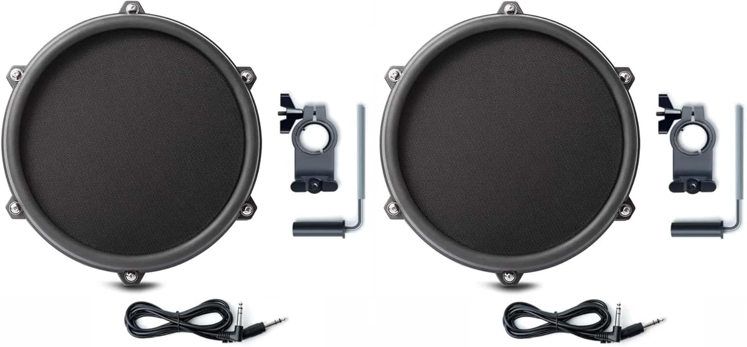 8 Inch Single-Zone Mesh Tom Pad with Clamp and 10ft Trigger Cable Bundle V4321