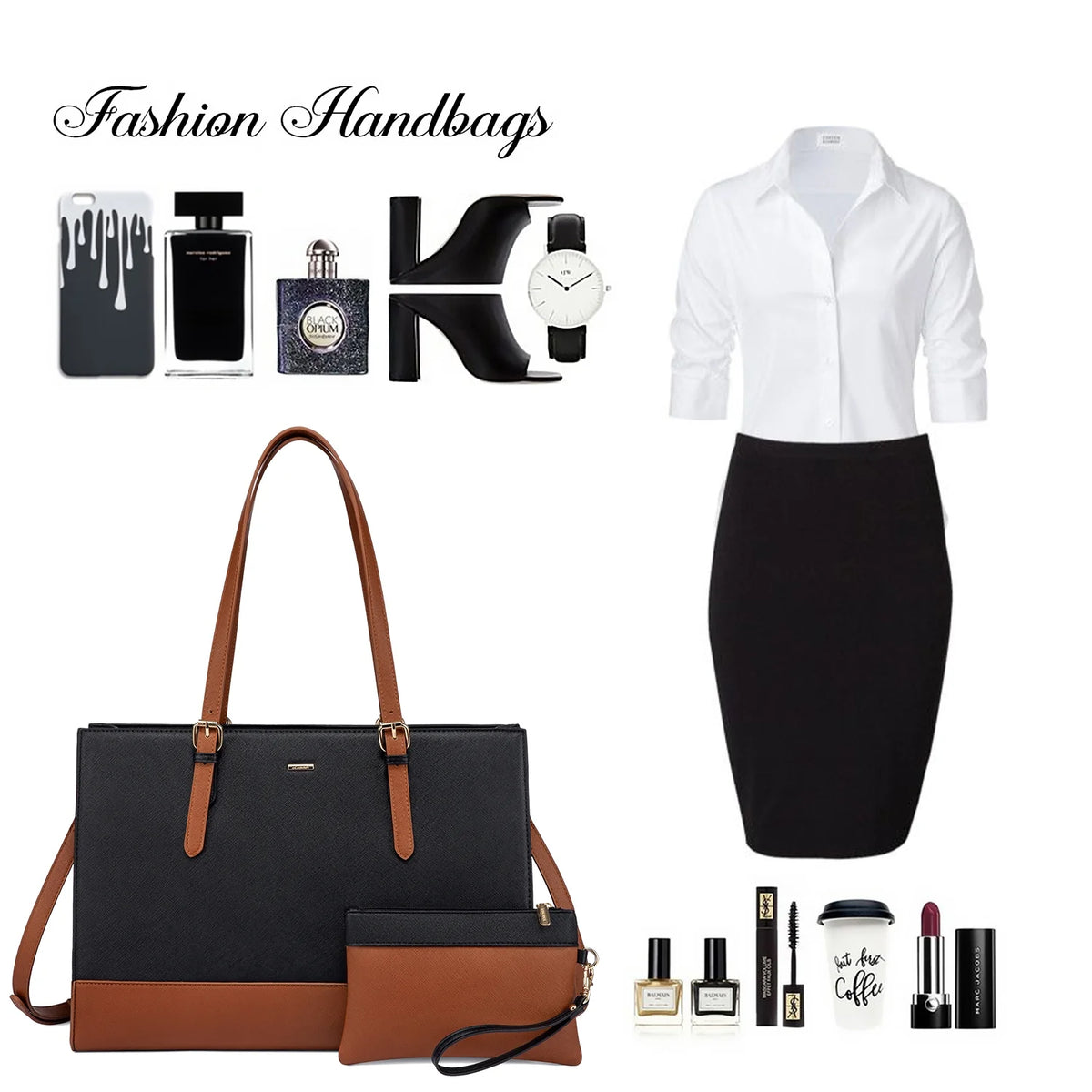 Leather Waterproof Laptop Tote Bag for 15.6 inch Computer K661735