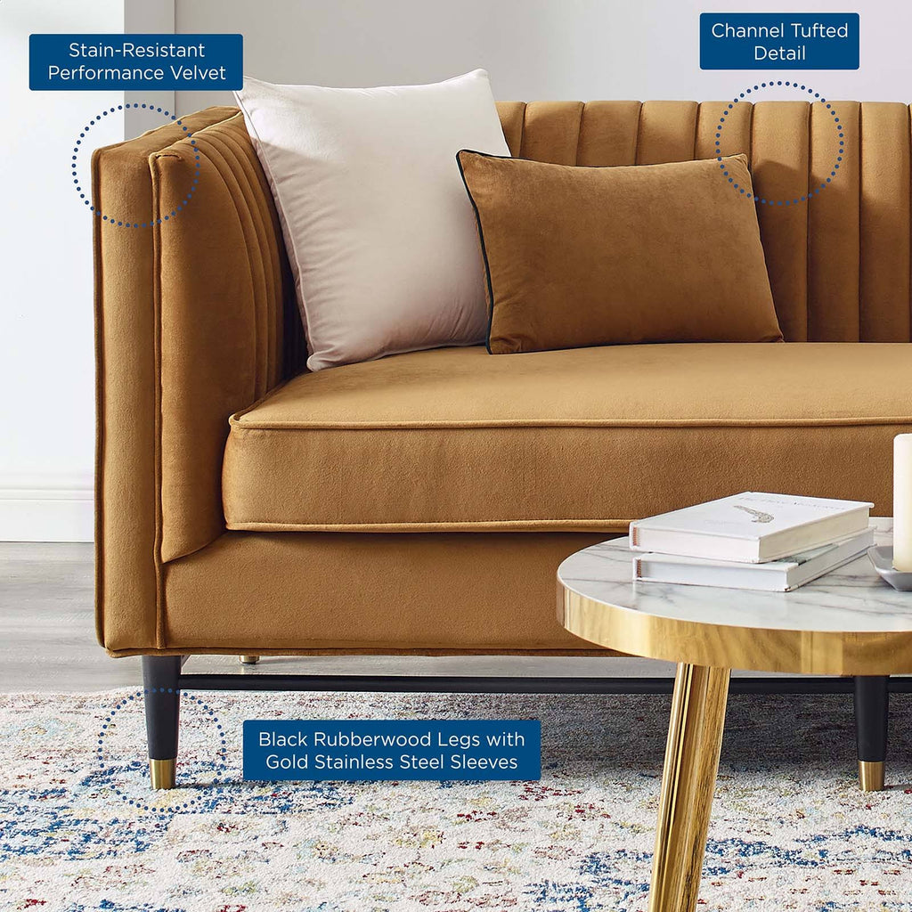 Gray Tufted Velvet Loveseat R858636