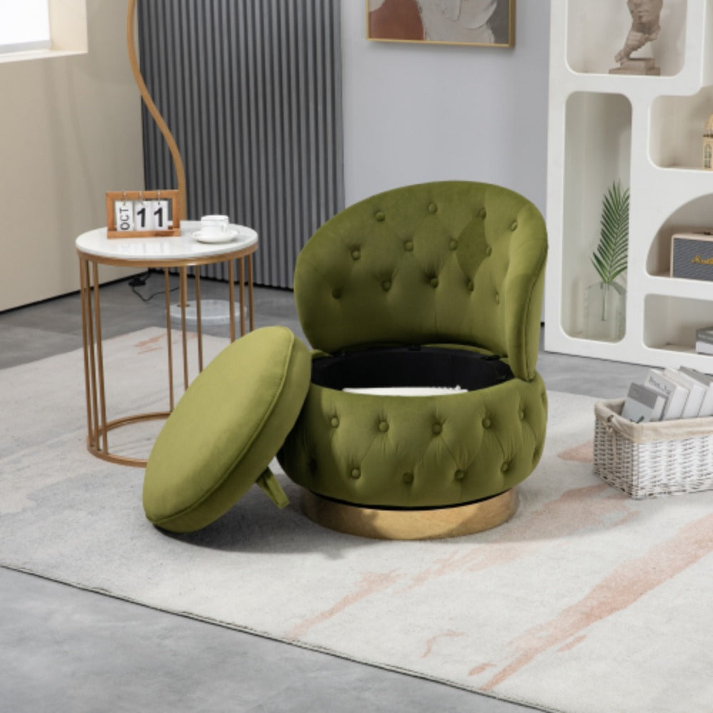 Olive Green Velvet Swivel Barrel Accent Chair S904692