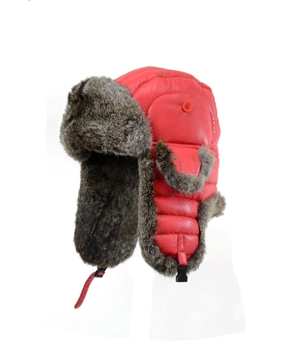 Purple/Grey Rabbit-Trimmed Nylon Aviator Hat B3917