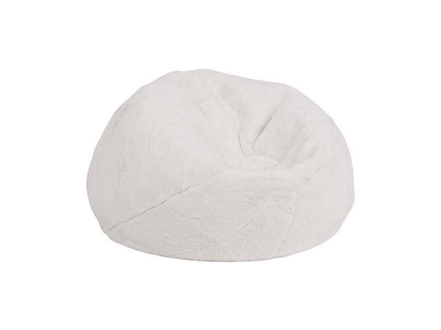 Small White Furry Kids Bean Bag Chair J718