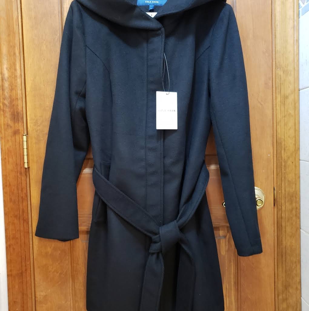 Wool Blend Zip Hooded Coat Black 10 M58610