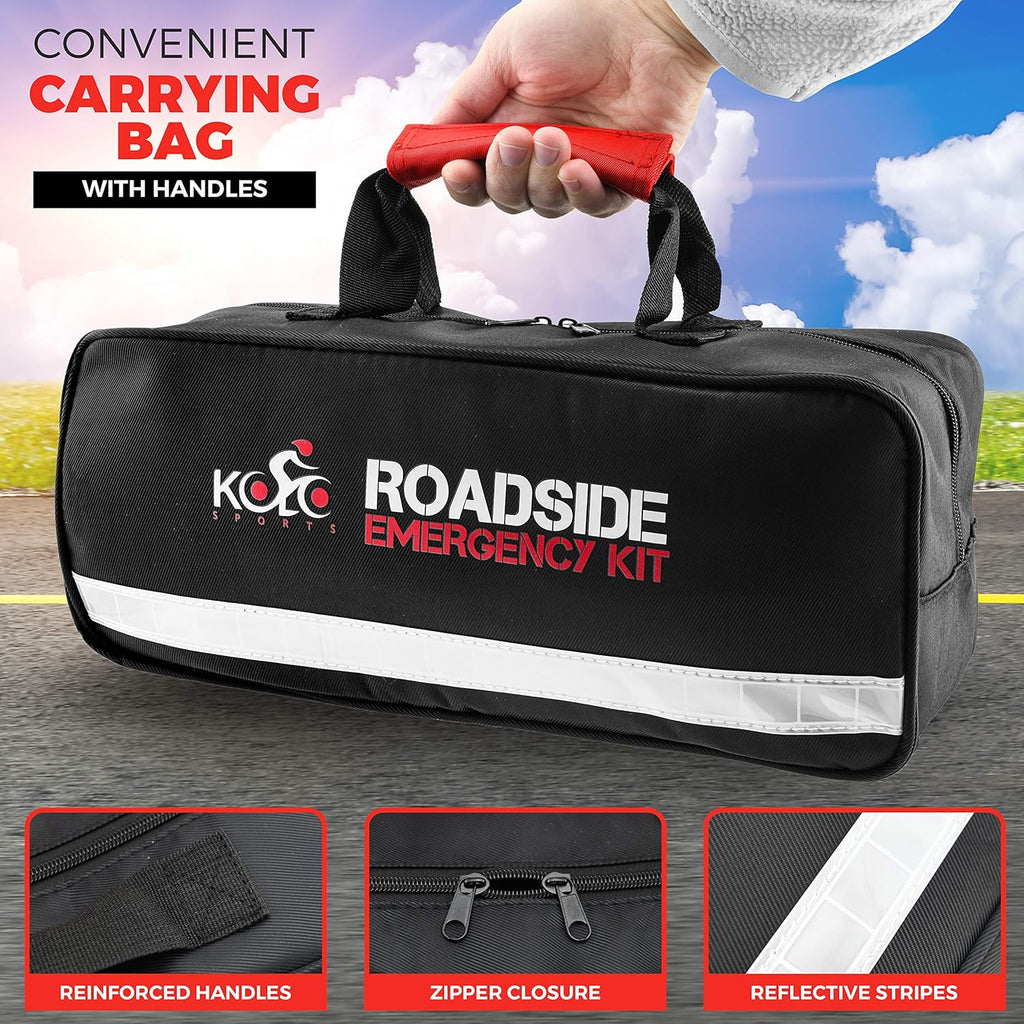 156-Piece Multipurpose Emergency Car Kit with Automotive Tools and First Aid Kit Y93036