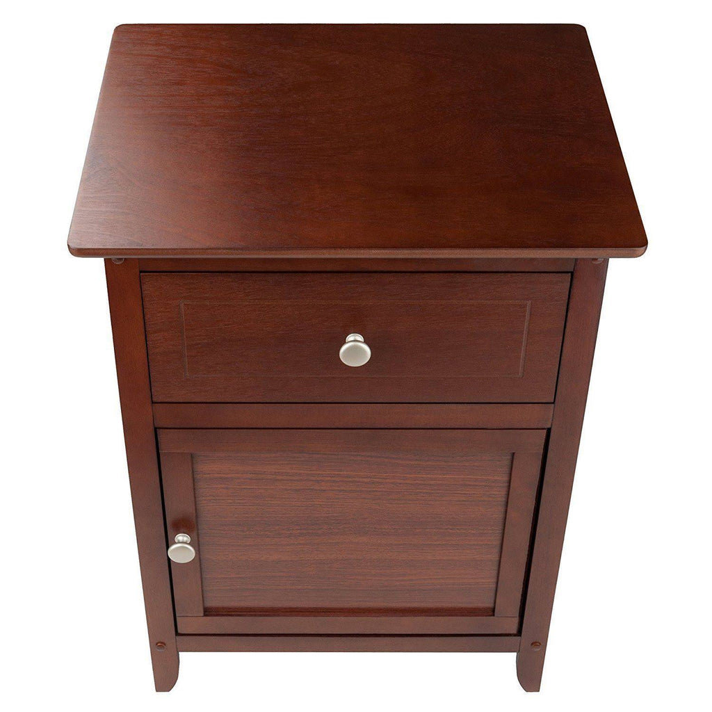 Antique Walnut Night Stand with Drawer and Cabinet Z610751