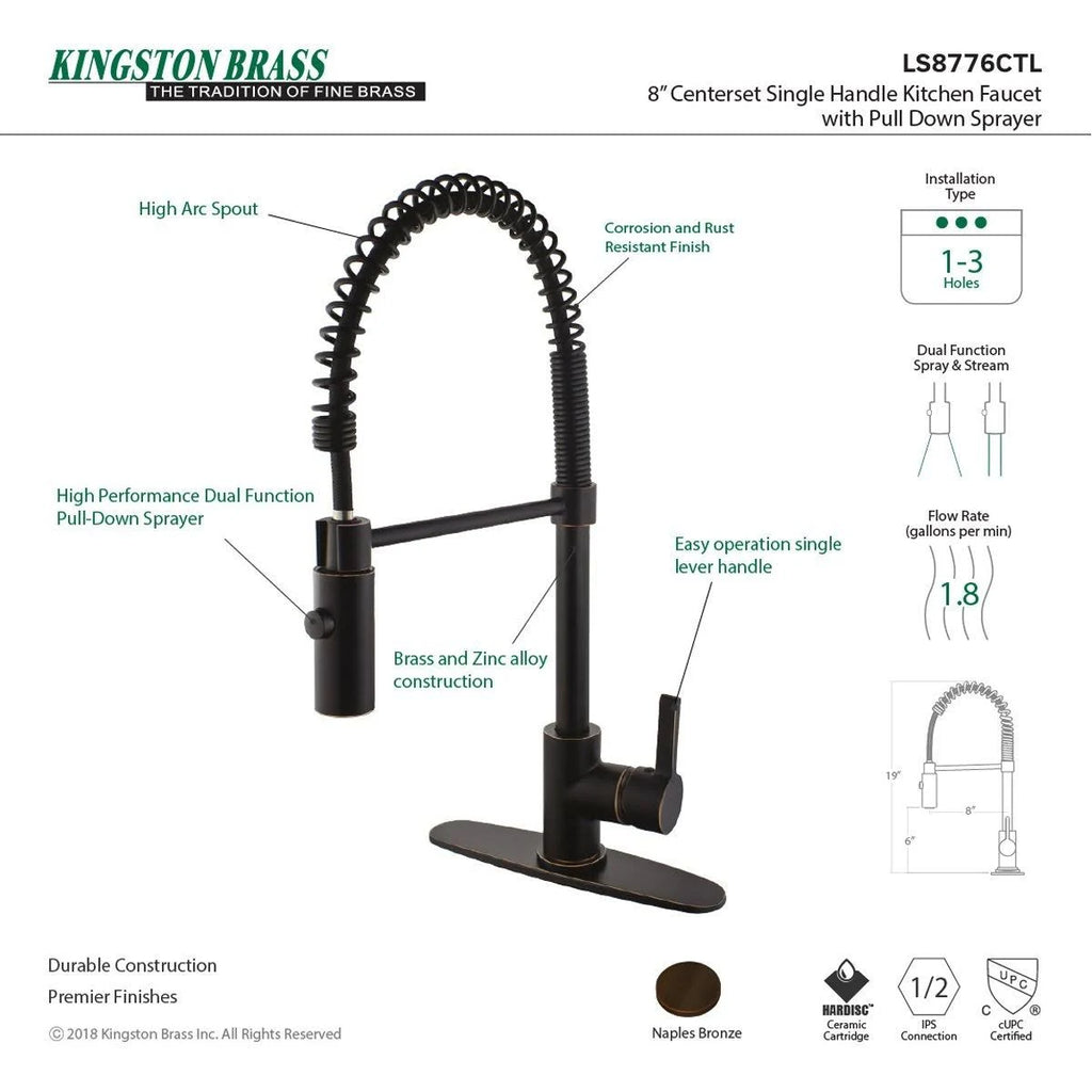 Polished Chrome Kitchen Faucet with Pull-Down Sprayer F5850