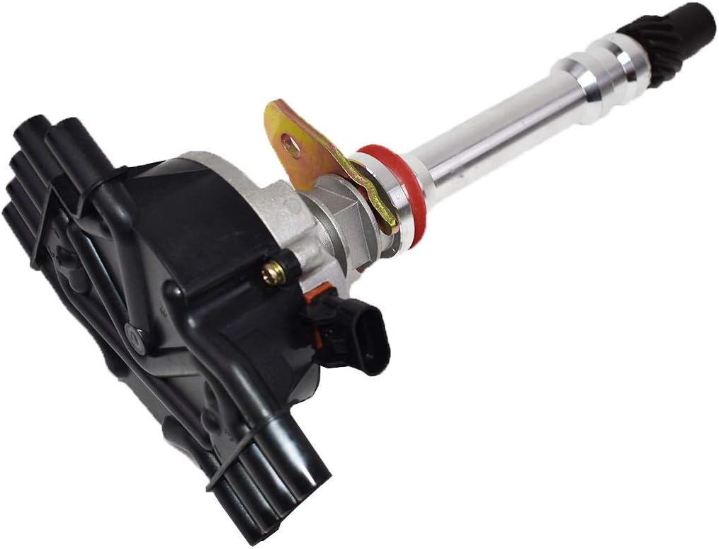 Black Cap Distributor and Red Spark Plug Wires Set 2 in 1 Kit N2885