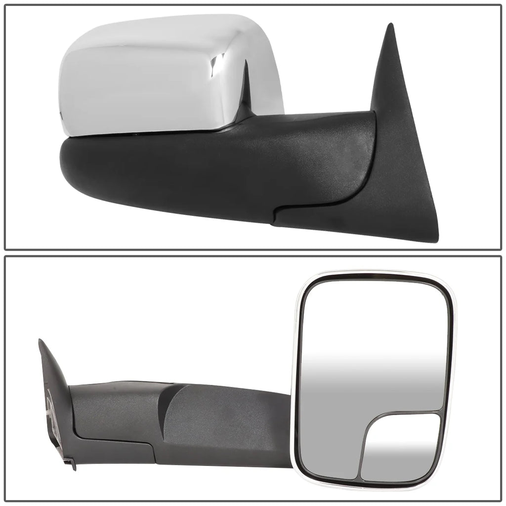 Pair Manual Adjustment Flip Up Towing Mirror Chrome Cover E1790