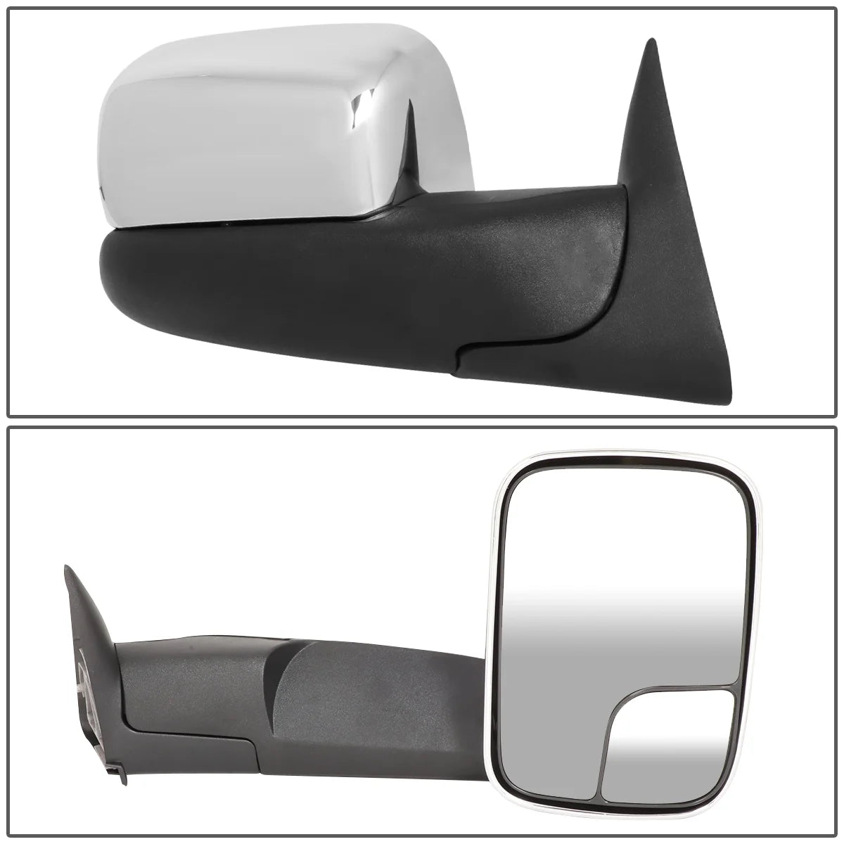 Pair Manual Adjustment Flip Up Towing Mirror Chrome Cover E1790