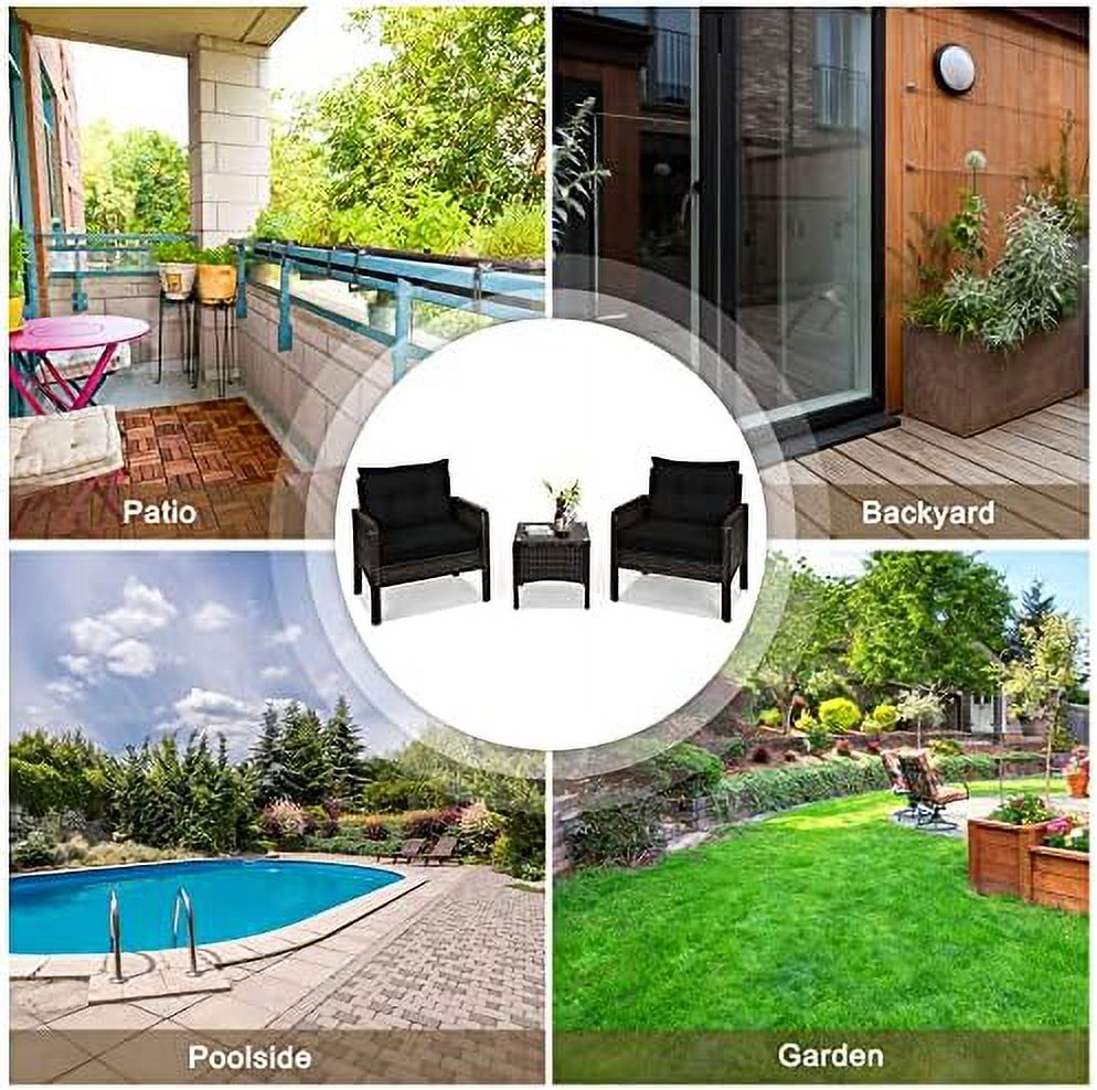3 Piece Outdoor Rattan Sectional Sofa Set with Seat Cushions C808
