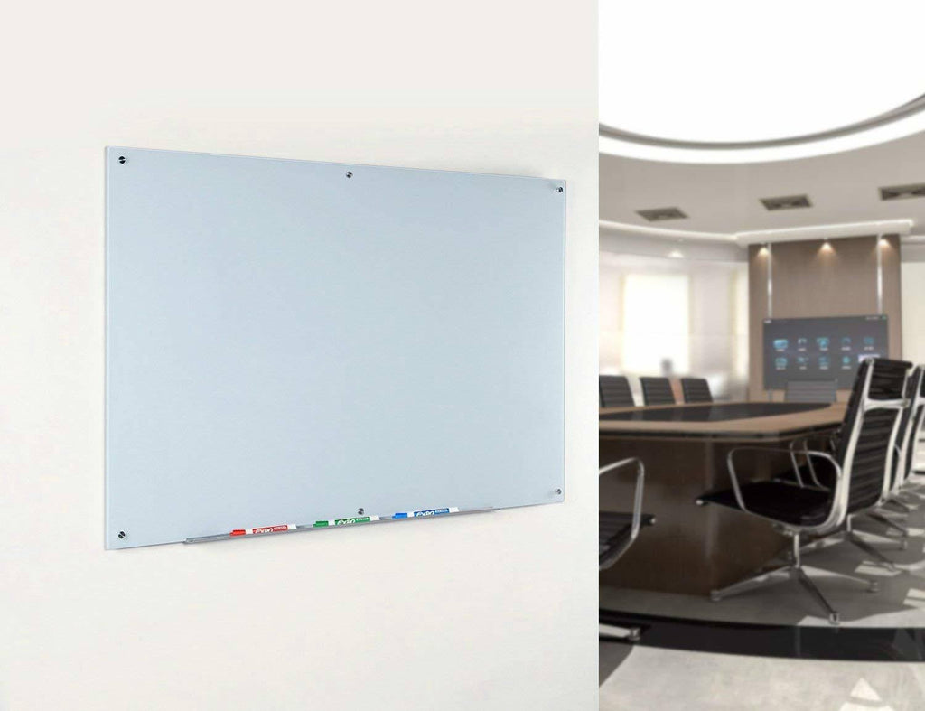 White Glass Dry-Erase Board 36 inch x 72 inch with Aluminum Marker Tray X4250