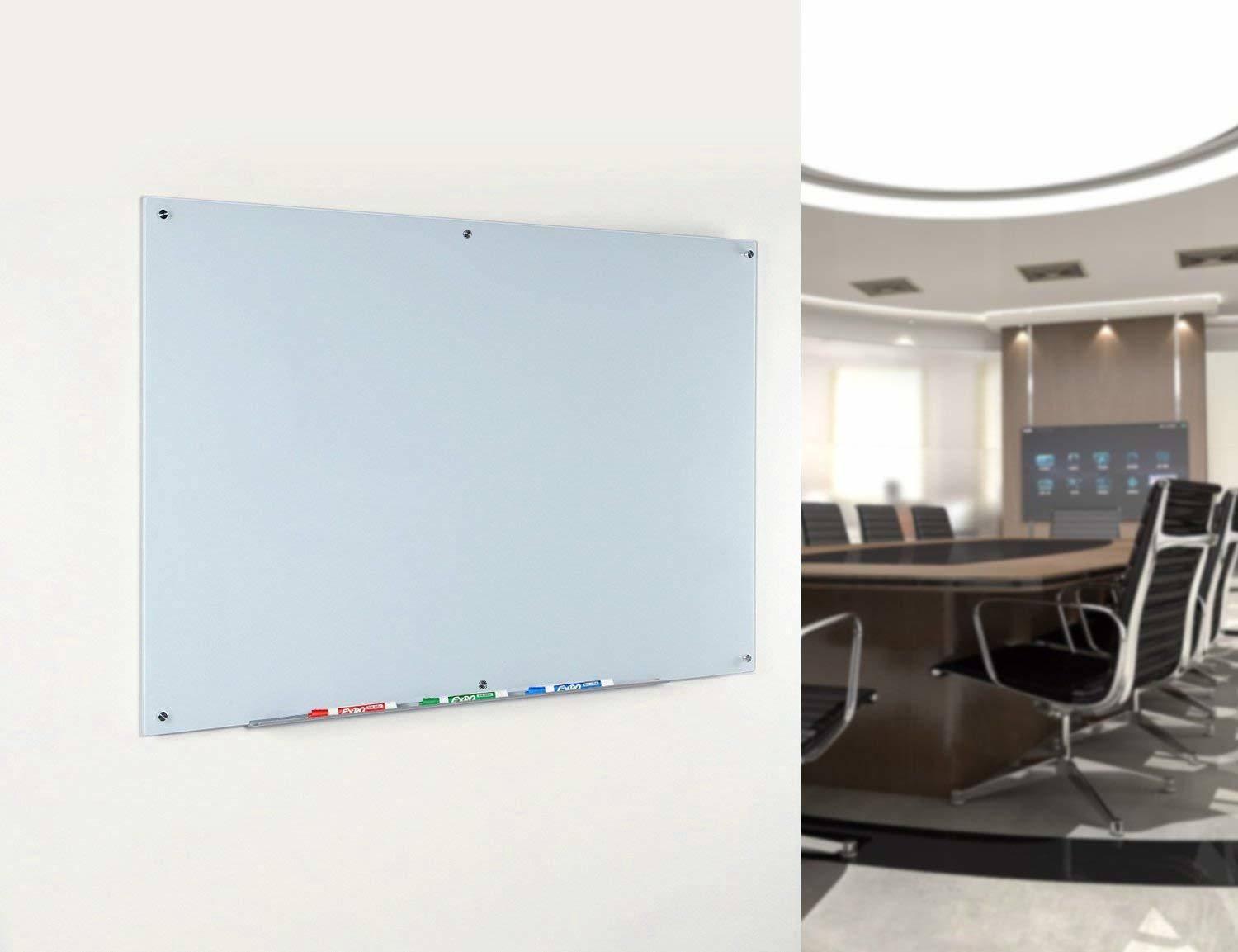 White Glass Dry-Erase Board 36 inch x 72 inch with Aluminum Marker Tray X4250