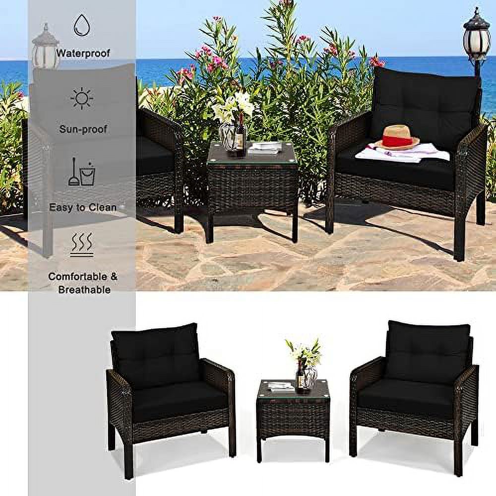 3 Piece Outdoor Rattan Sectional Sofa Set with Seat Cushions C808