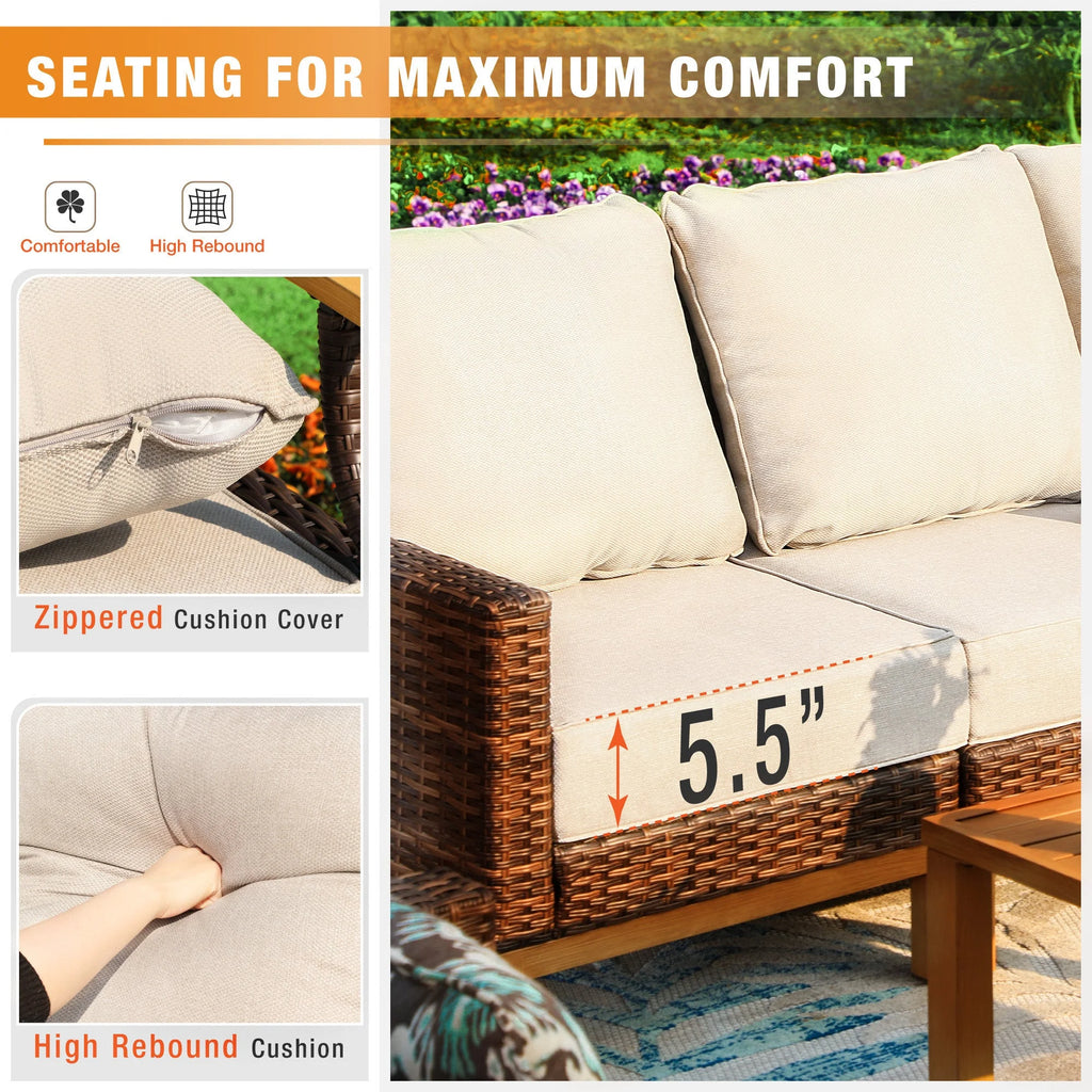 9 Piece Wicker Patio Conversation Sofa Set E43644