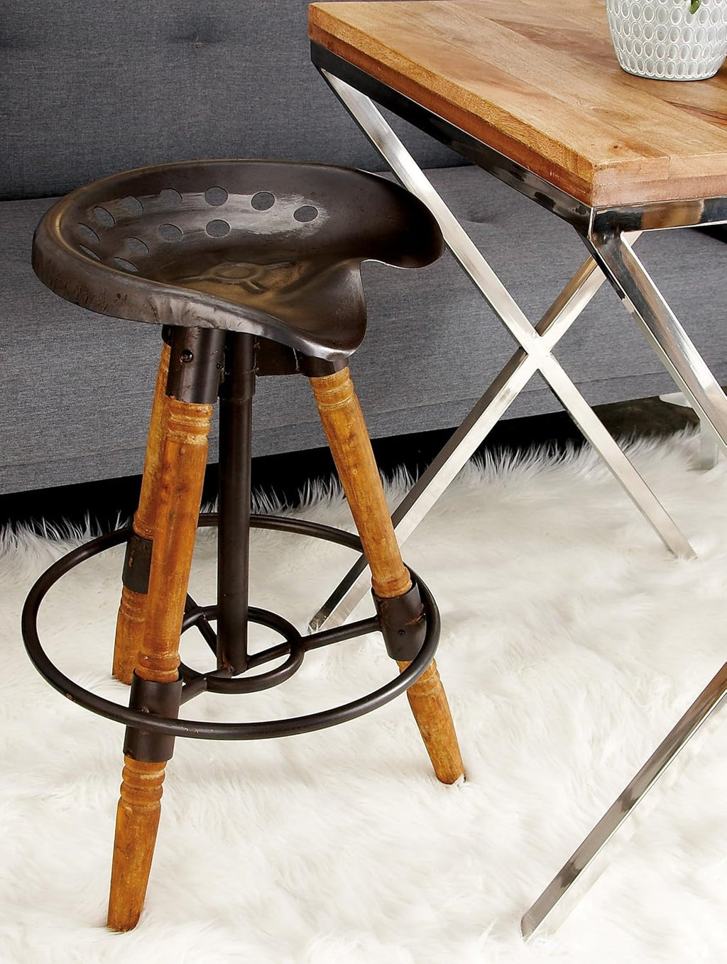Metal Wood Bar Stool, 18" x 27" D16000