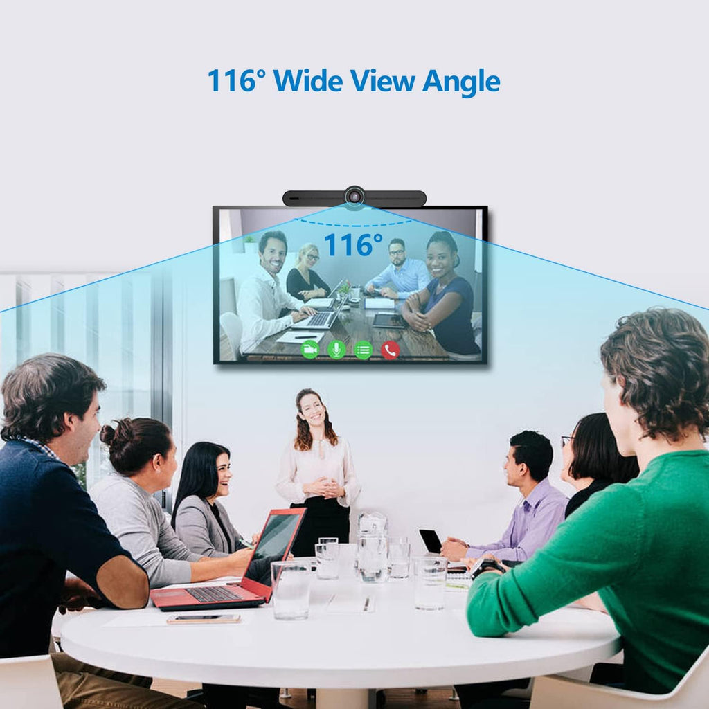 HD 4K Conference Room Webcam with Microphone and Speaker, 3X Digital Zoom, Wide Angle View 3 in 1 USB Webcam T709927