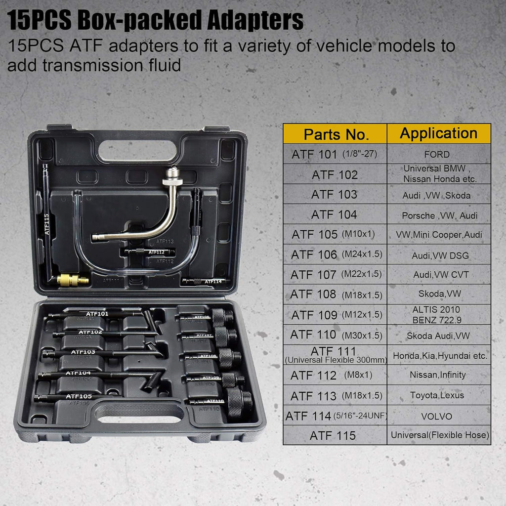 7.5L Manual Automatic Transmission Fluid Refill Pump Set with 15PCS Adapters M3348