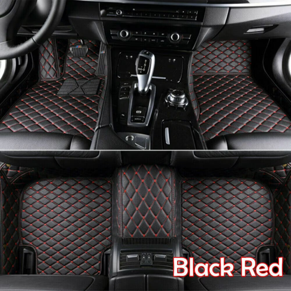 Black Red Stitching Waterproof Car Floor Mats K80445