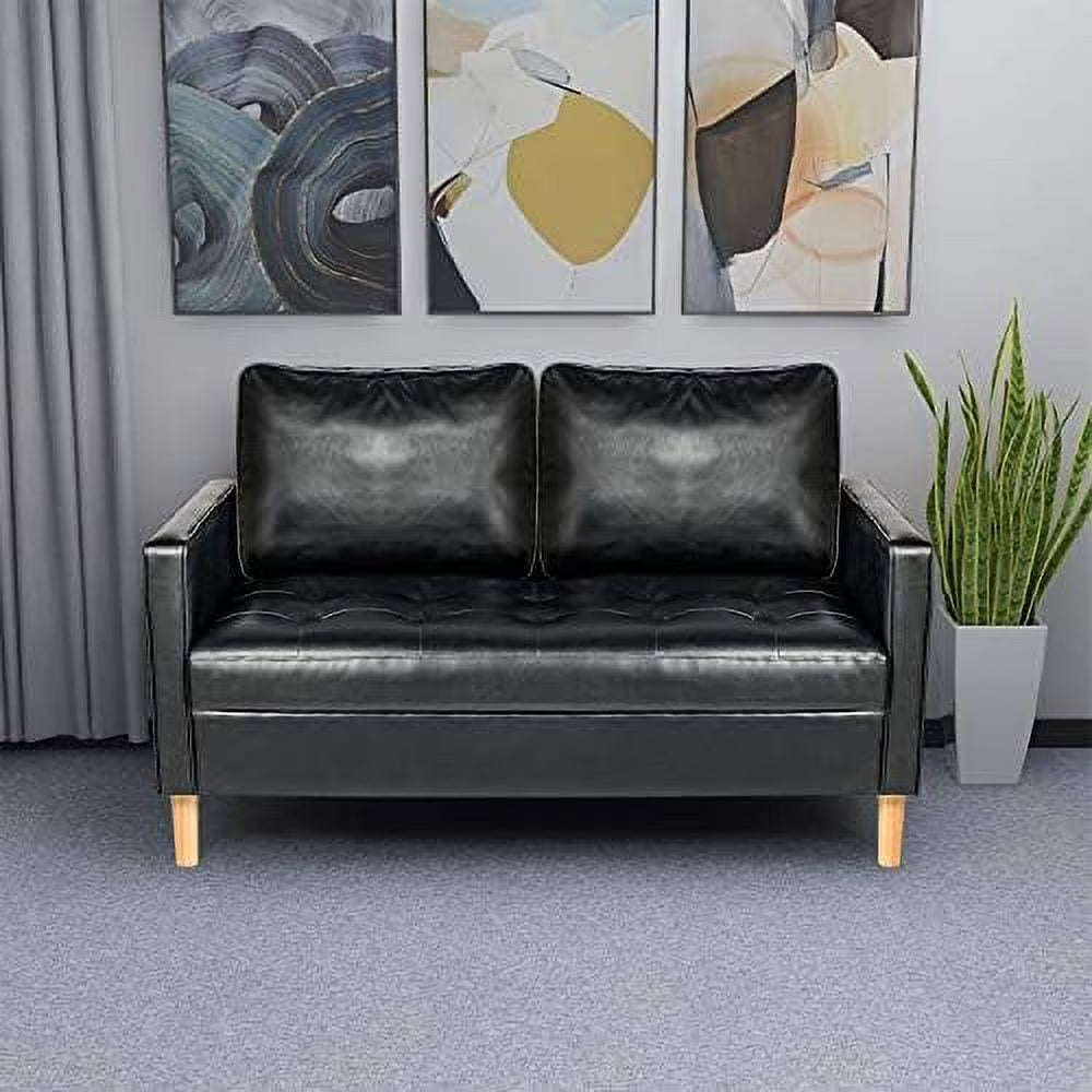 Black Faux Leather Accent Chair with Arms P622950