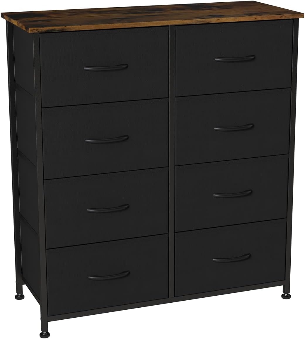 Charcoal Gray/Black 8 Drawer Fabric Dresser B1730