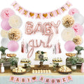Pink Baby Shower Decorations with Banner, Letter Balloons, Flower Pom Poms, Paper Lanterns, Tassels Y43103