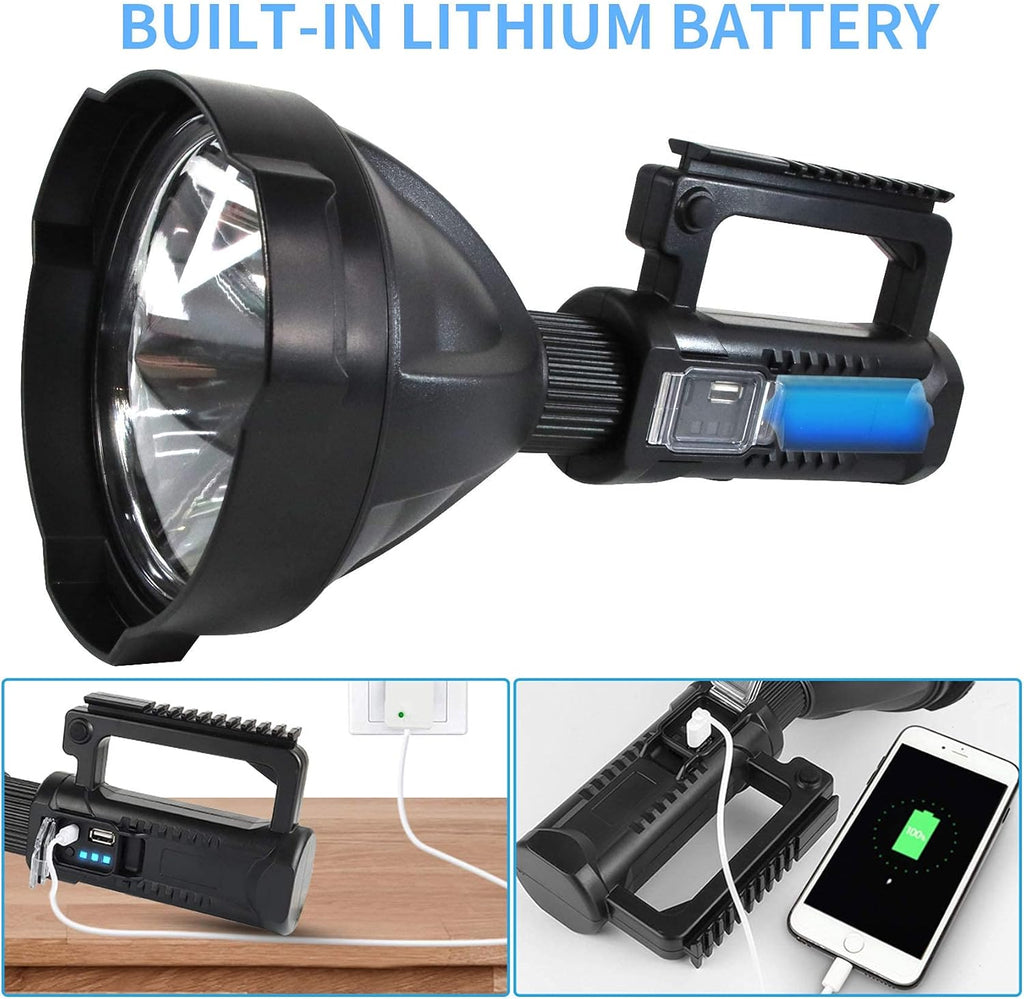Rechargeable LED Spotlight Flashlight 90000 Lumens XHP90.2 with 4 Modes IPX5 Waterproof W3248
