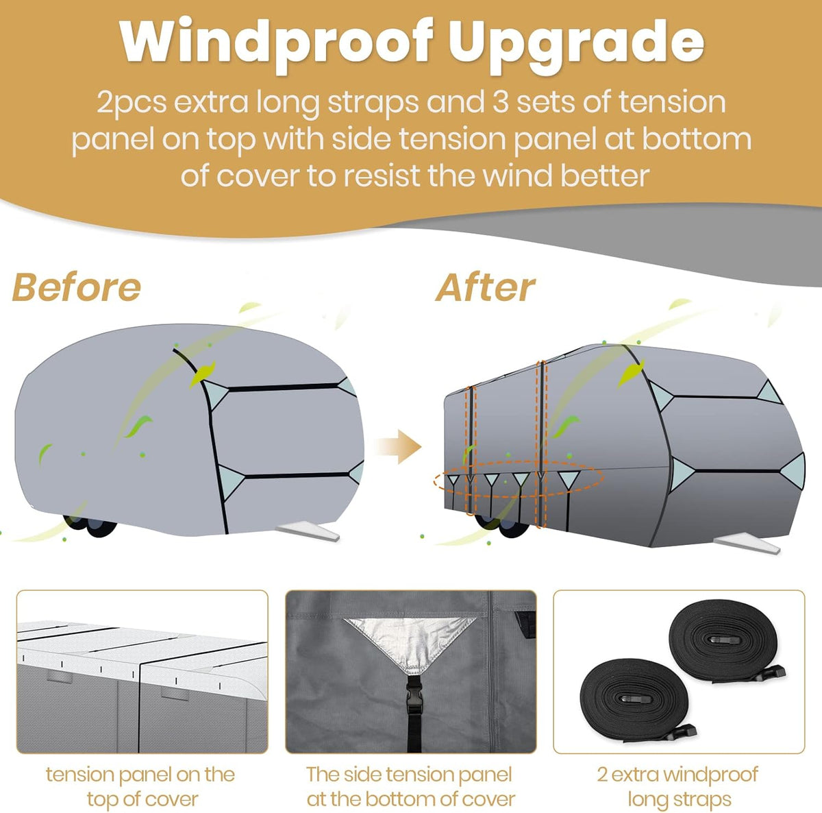 Waterproof Travel Trailer RV Cover with Cotton Lining R763