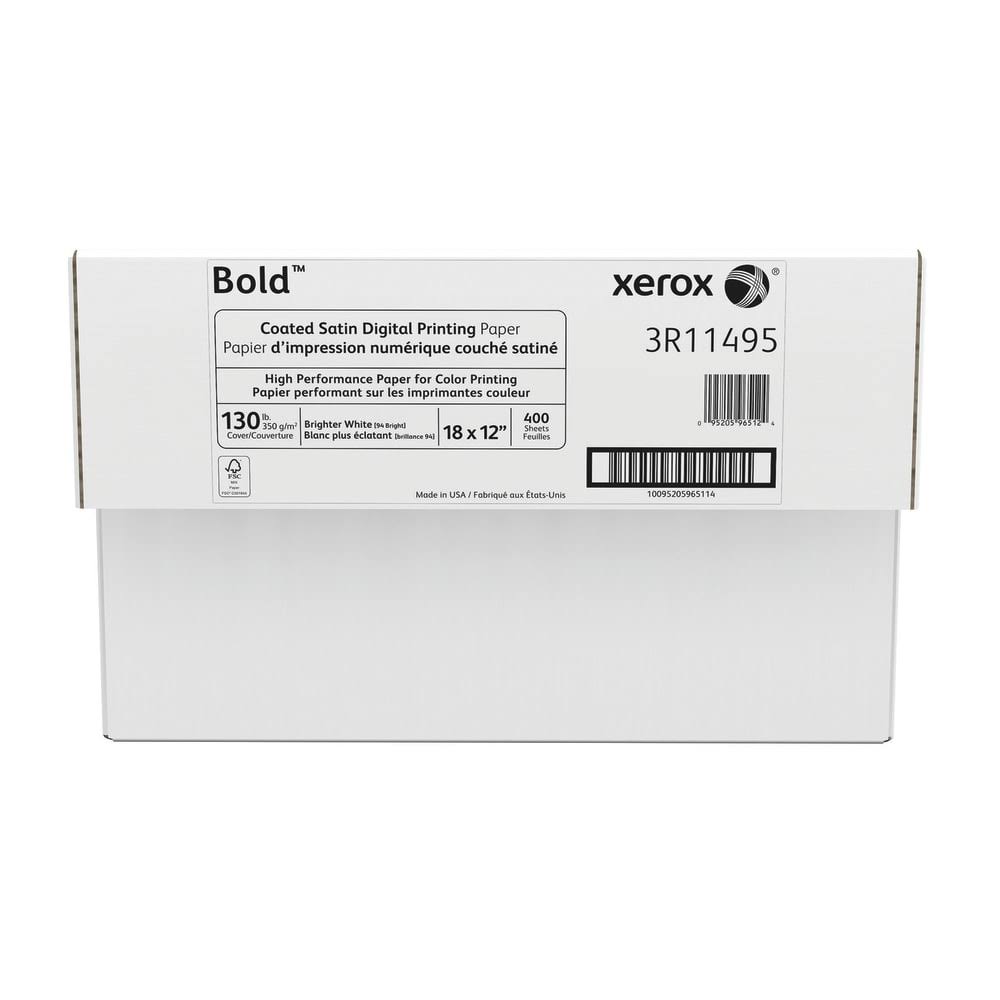 White 130 lb Coated Satin Printing Paper, 18 x 12 inch R58902