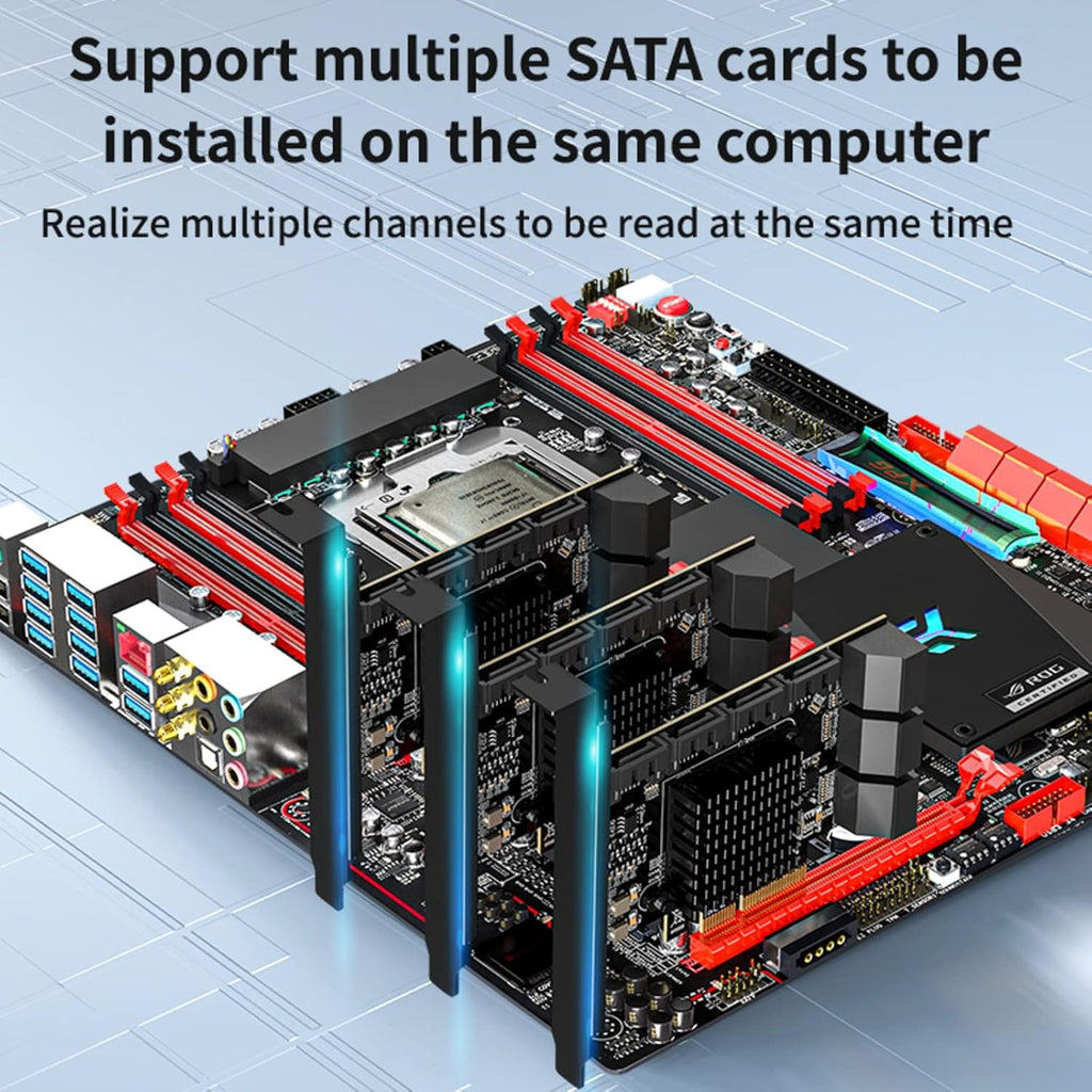 PCIe SATA Card 10 Port with 10 SATA Cables and 2 SATA Power Splitter Cables C611