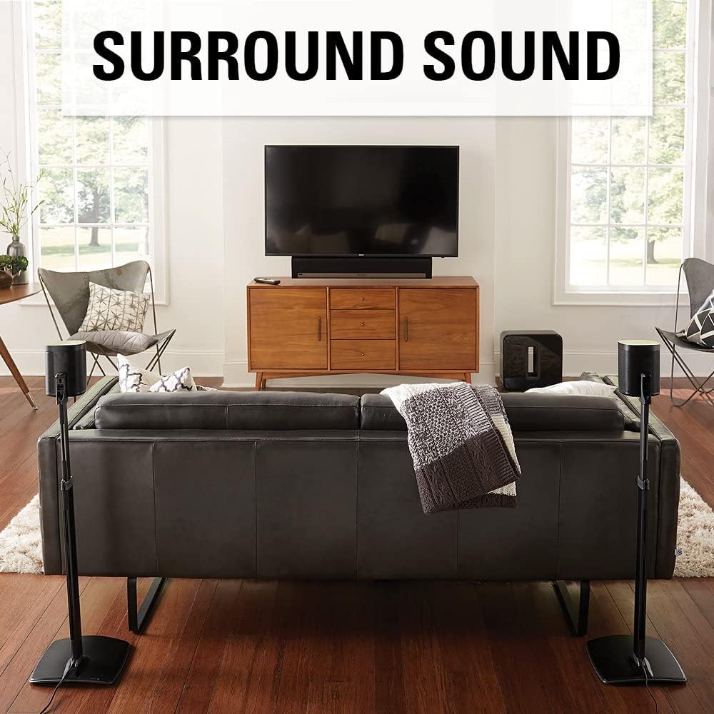 Black Adjustable Height Speaker Stands D8097