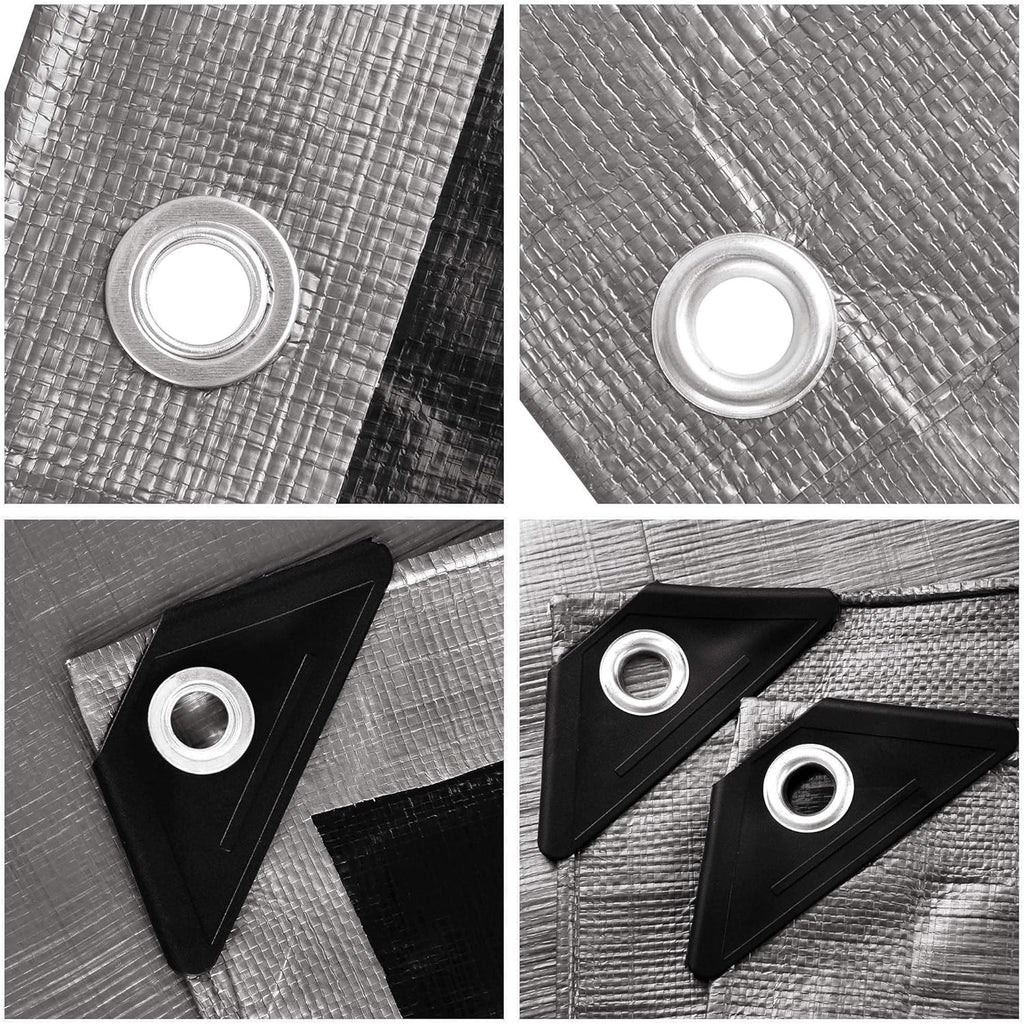 Heavy Duty Reinforced Poly Tarp Waterproof Tarpaulin 10-mil with Eyelets F942058
