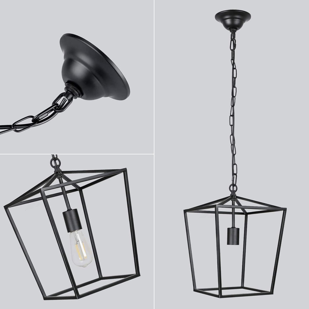 Vintage 3-Lights Black Lantern Chandelier D99361
