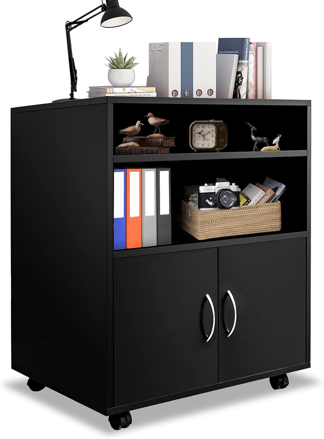 Black 3 Drawer Rolling File Cabinet with Wheels V921