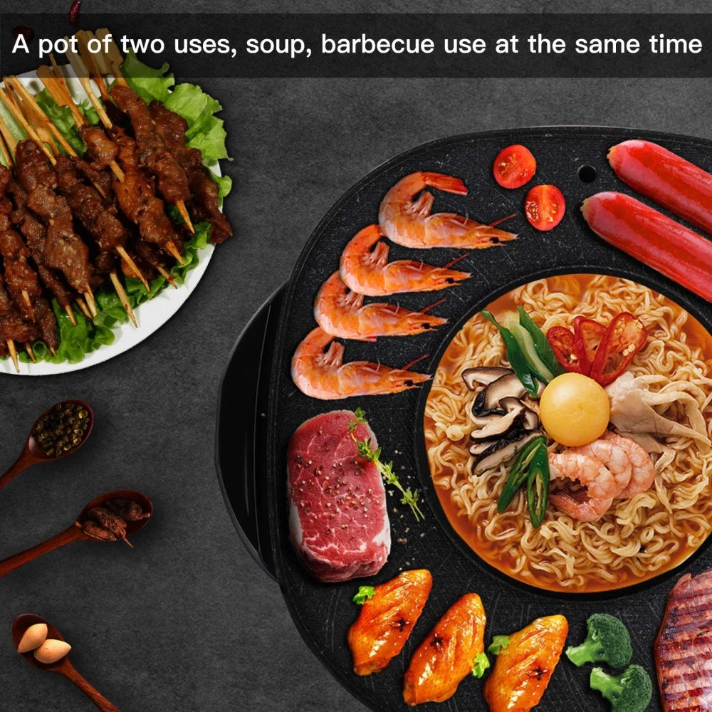 Electric Hot Pot with Square Smokeless BBQ Grill and Electric Baking Tray S27044