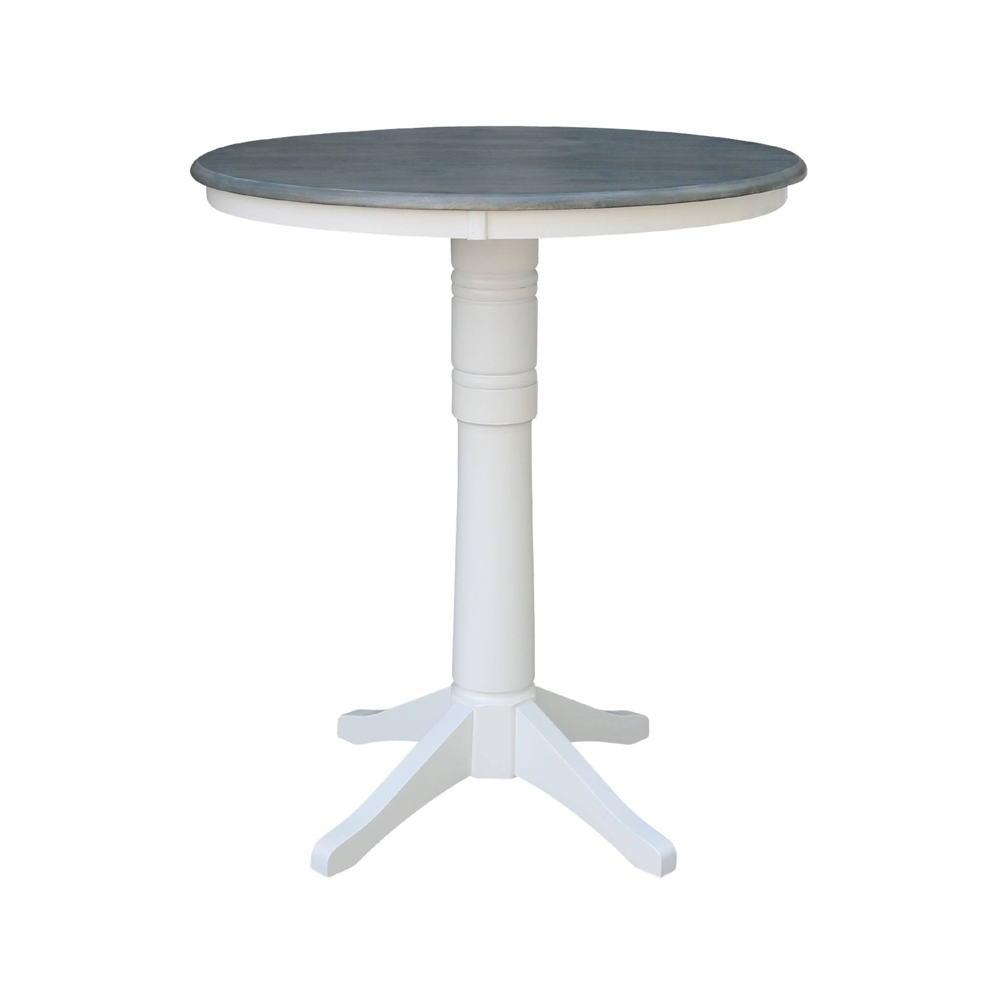 White/Heather Gray Round Top Pedestal Table J58949