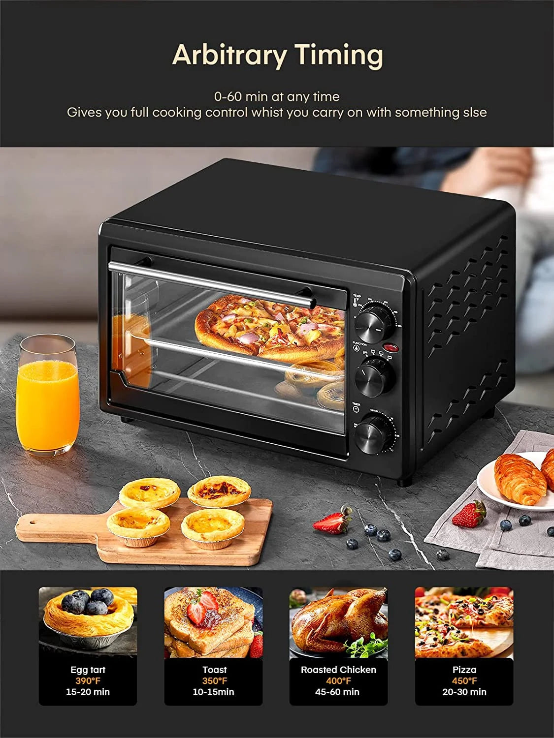 6-Slice Stainless Steel Toaster Oven with Timer, 1500 Watt E277158